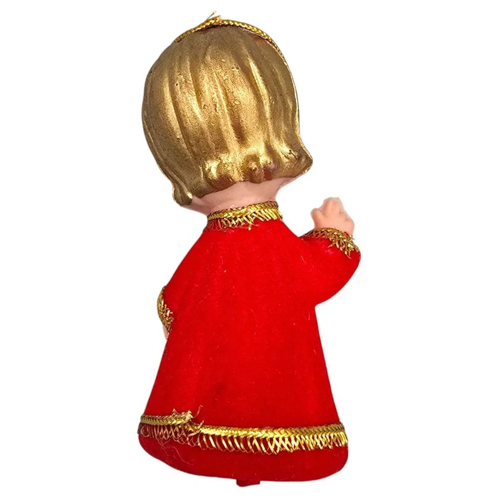 Vintage Flocked Angel Christmas Figurine Choir Girl Japan Mid Century